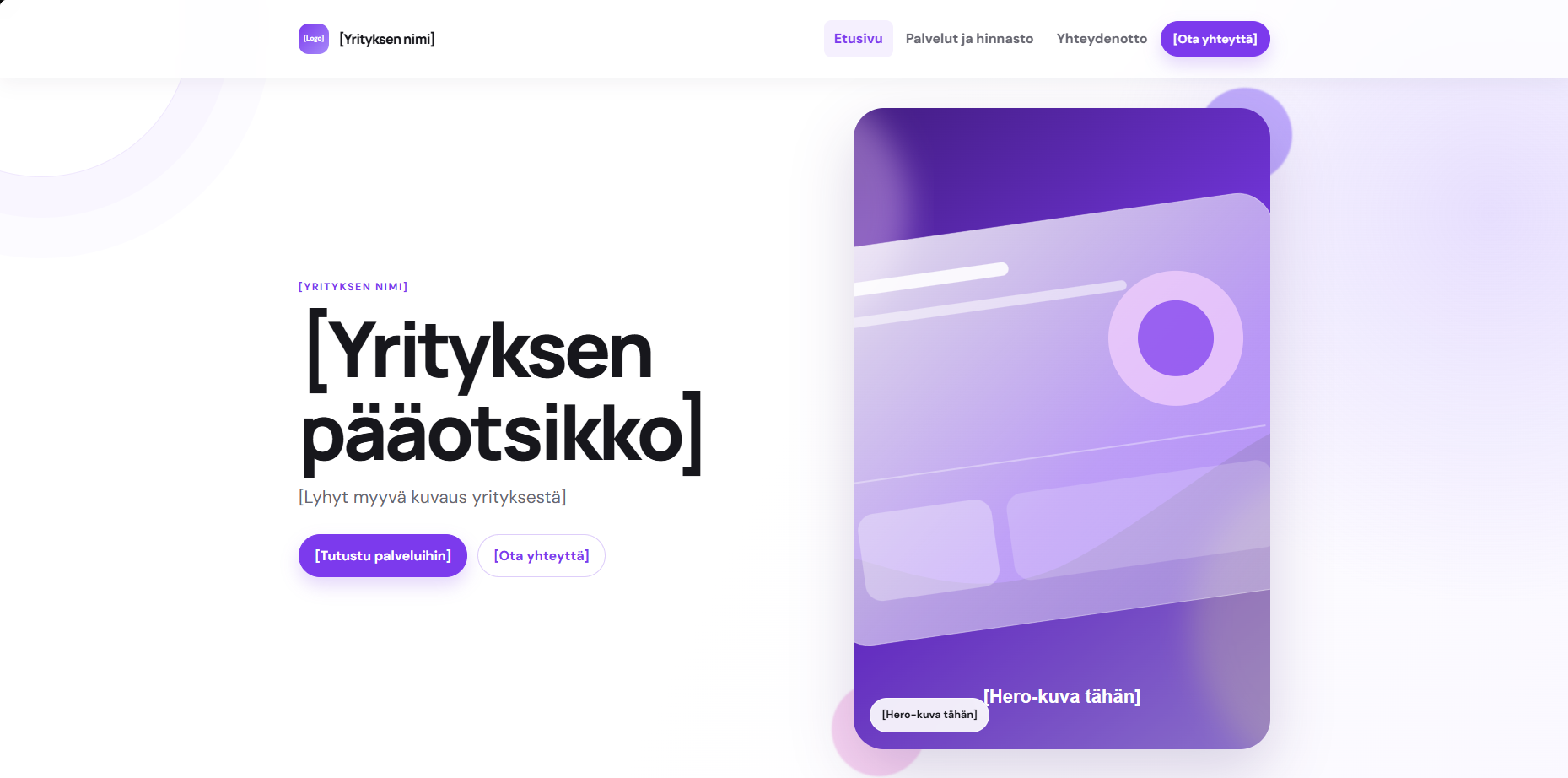 Modernin premium-pohjan violetti työpöytänäkymä asiantuntijayritykselle