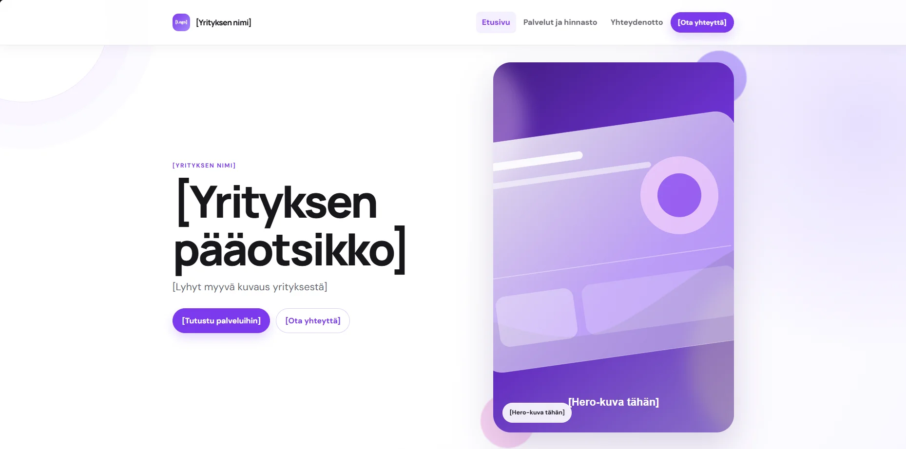Modernin mallipohjan rakenne esimerkkiteksteillä